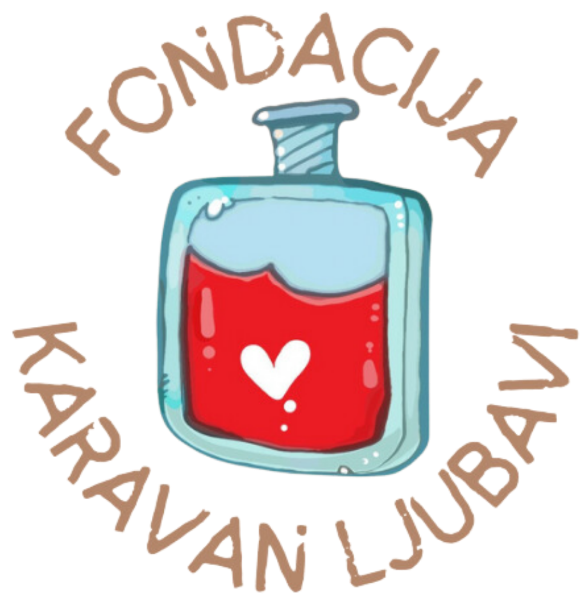 Fondacija karavan ljubavi, logo. Daj krv, spasi život. Budi davalac krvi.